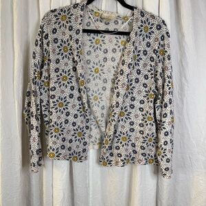 LOFT outlet Floral Women's Cardigan - White, Yellow, Black